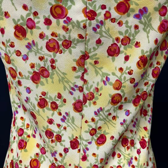 vintage women's 2000's sz 5 floral empire waist sundress bodycon midi yellow - Picture 5 of 5